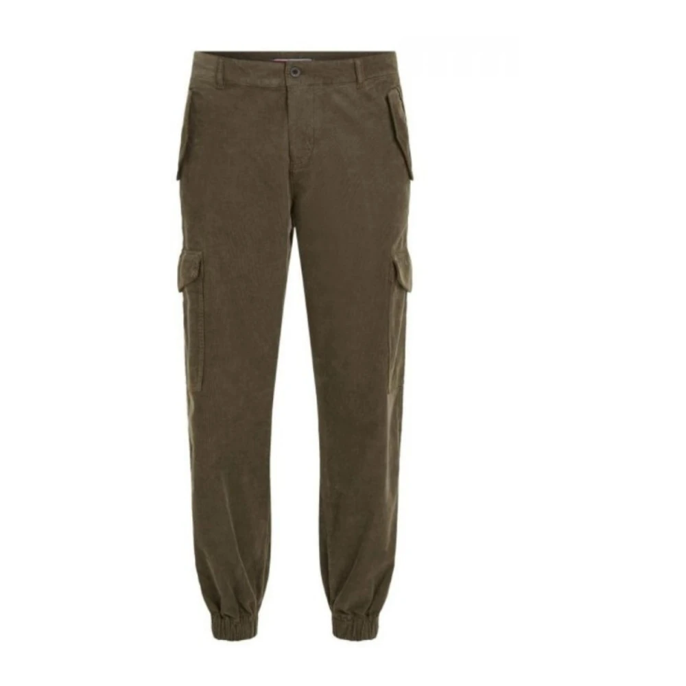 Tommy Hilfiger Cargo Corduroy Herenbroek met Manchetten Green Heren
