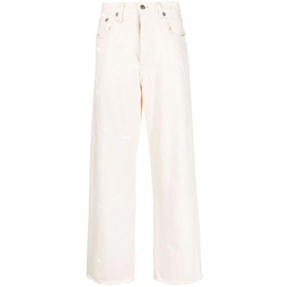 R13 Paint-Splatter Loose Jeans Beige Heren