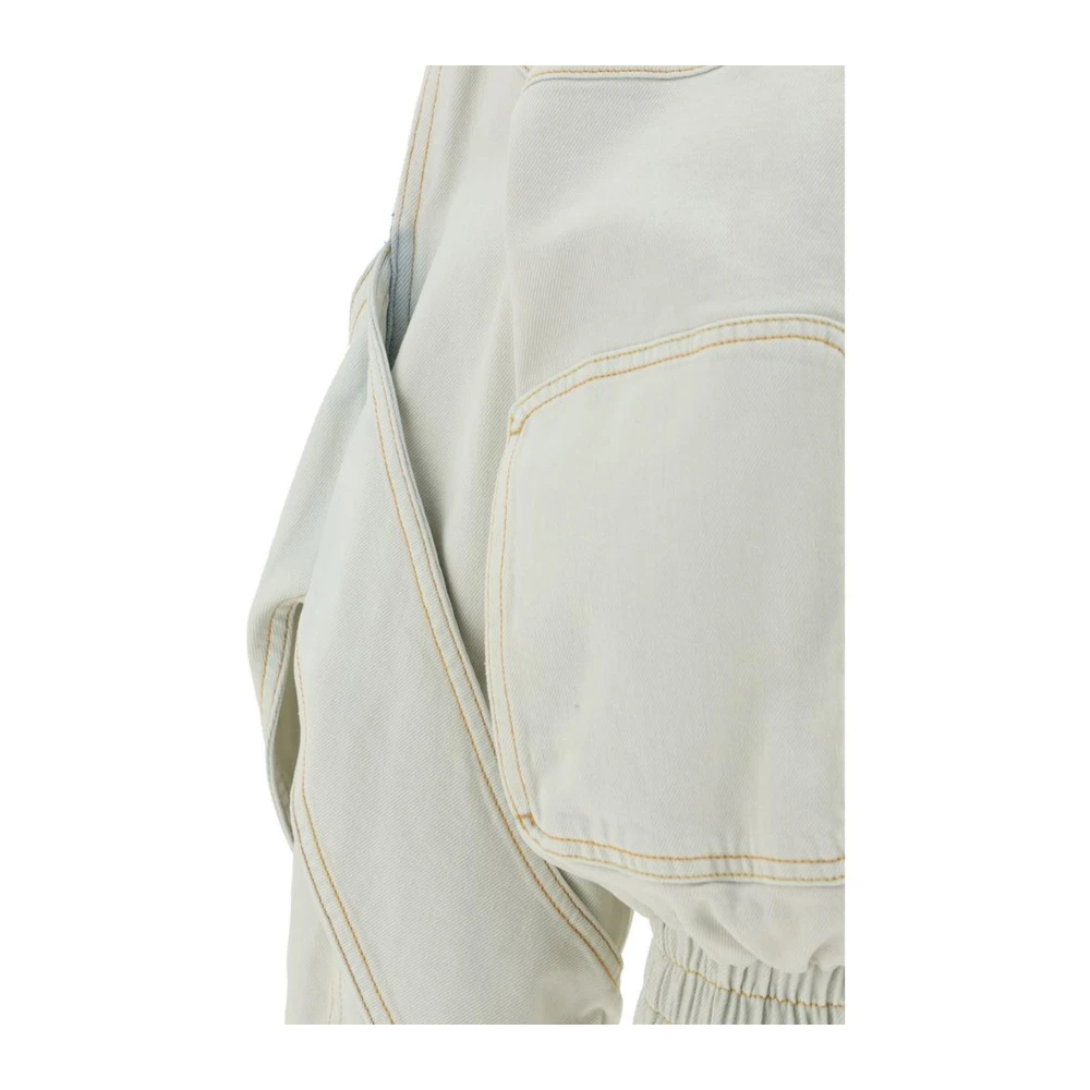 Blumarine Gewatteerde Denim Jack met Ritssluiting Gray Dames