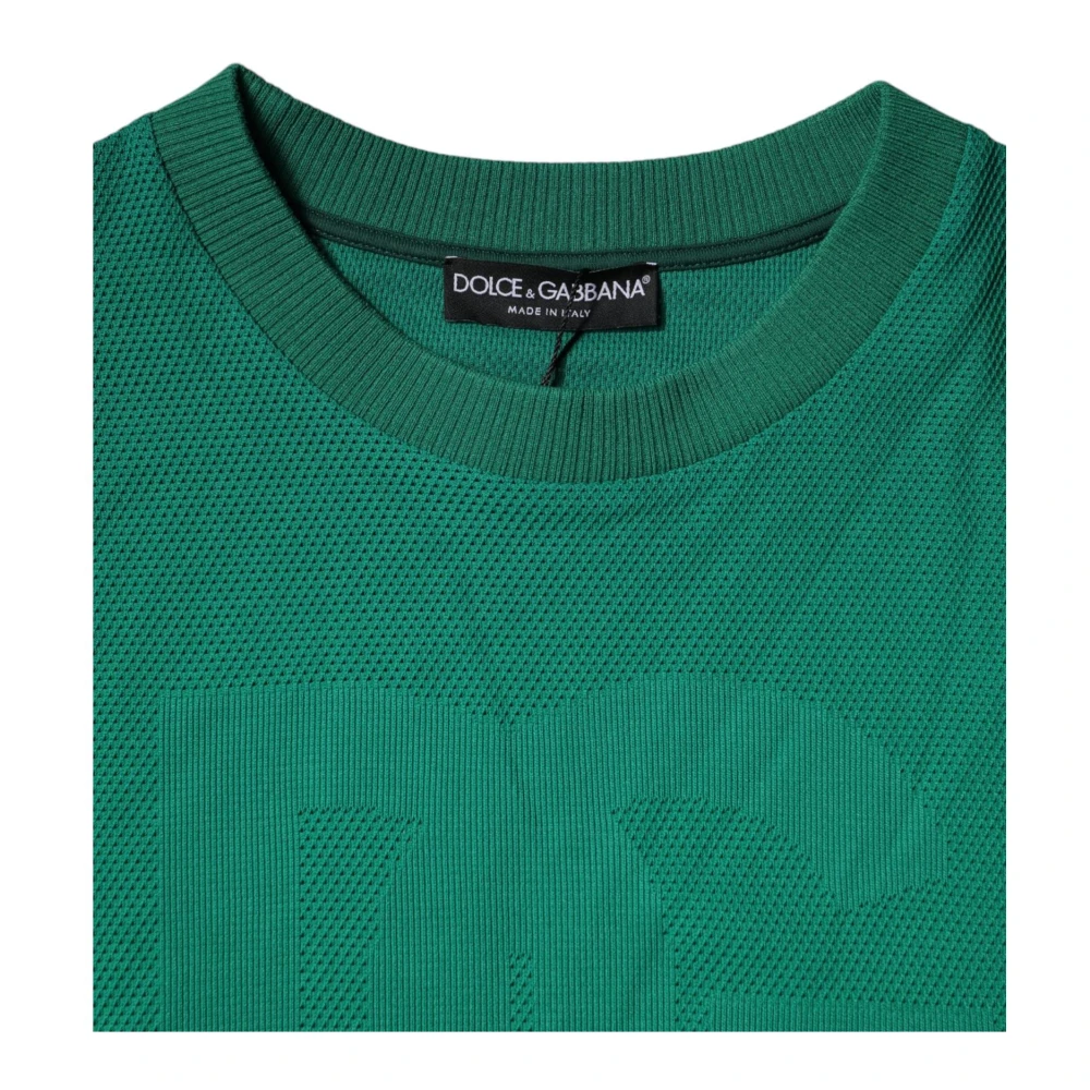 Dolce & Gabbana Groene Nylon Logo Crew Neck Sweater Green Heren