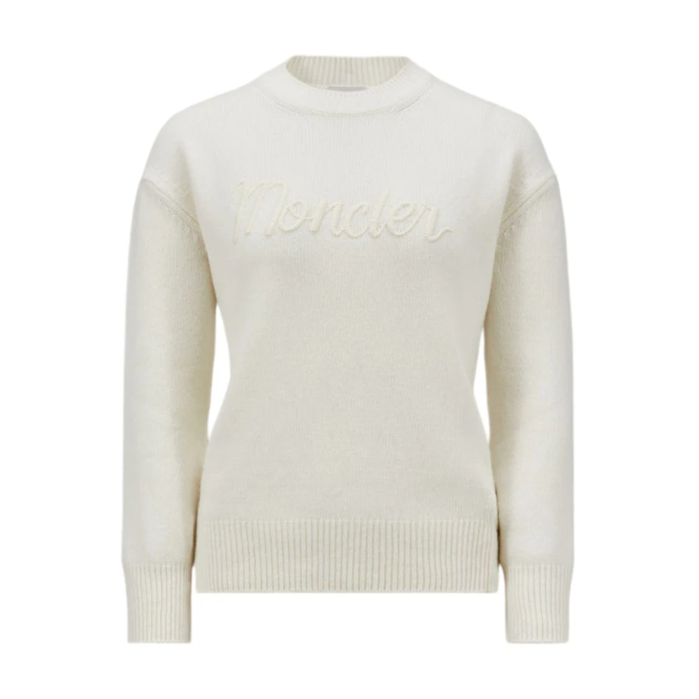 Moncler Geborduurde wol & kasjmier trui White Dames