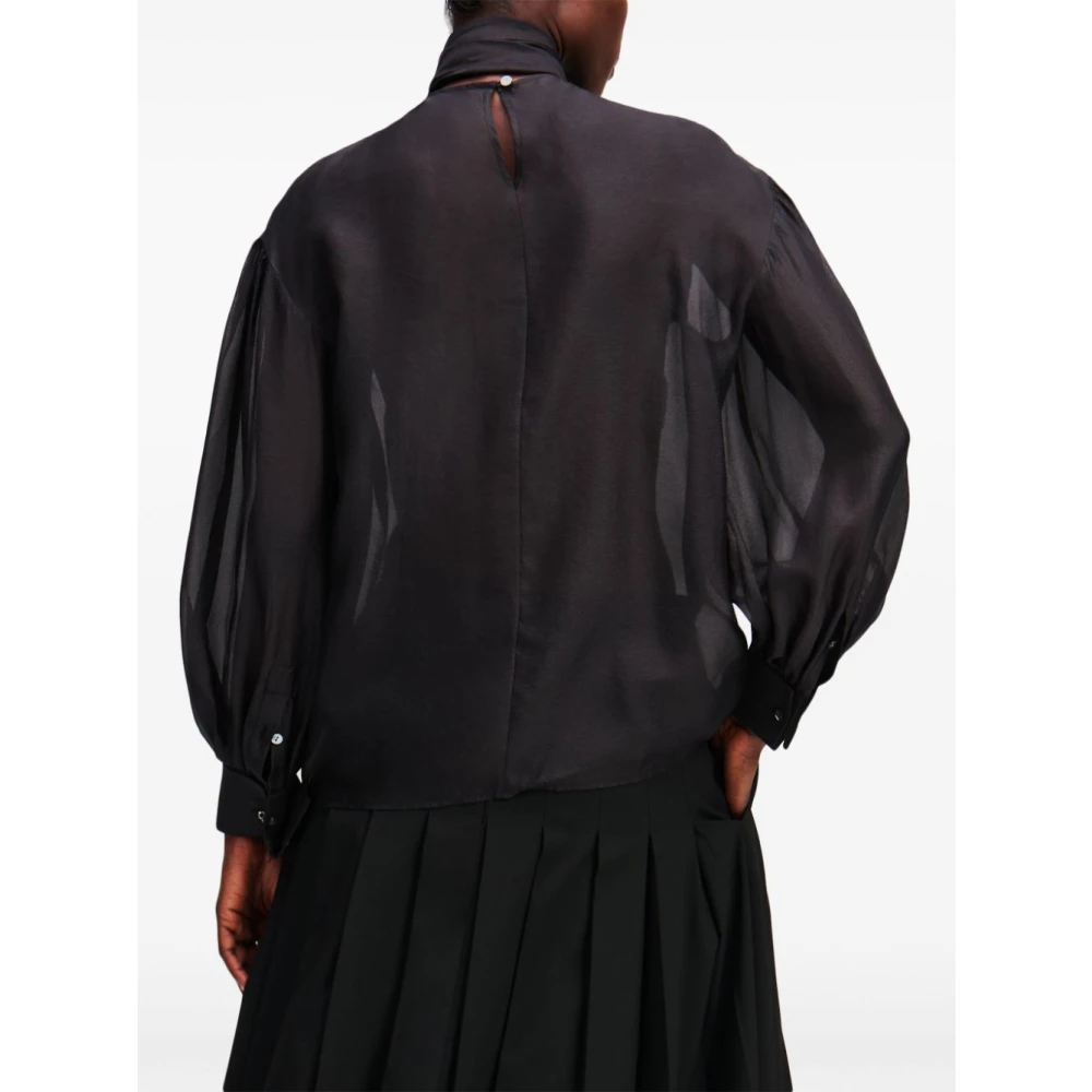 Karl Lagerfeld Avondblack Blouse MET Strikdetail Black Dames