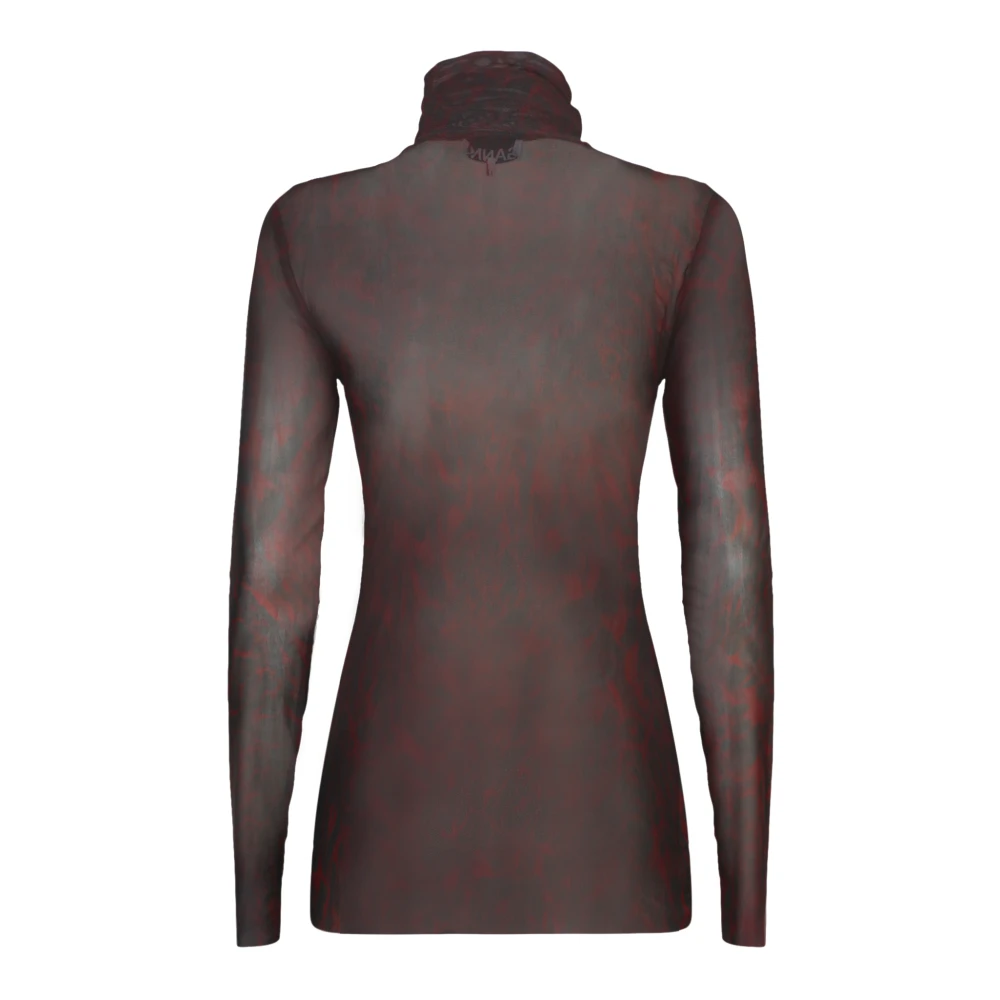 Ganni Bruine Dierenprint Mesh Top Brown Dames