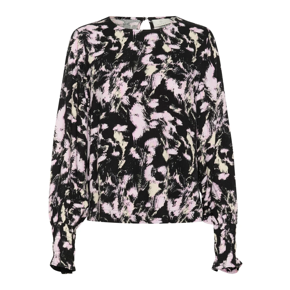 Kaffe Grafische Strepen Blouse in Zwart Roze Multicolor Dames
