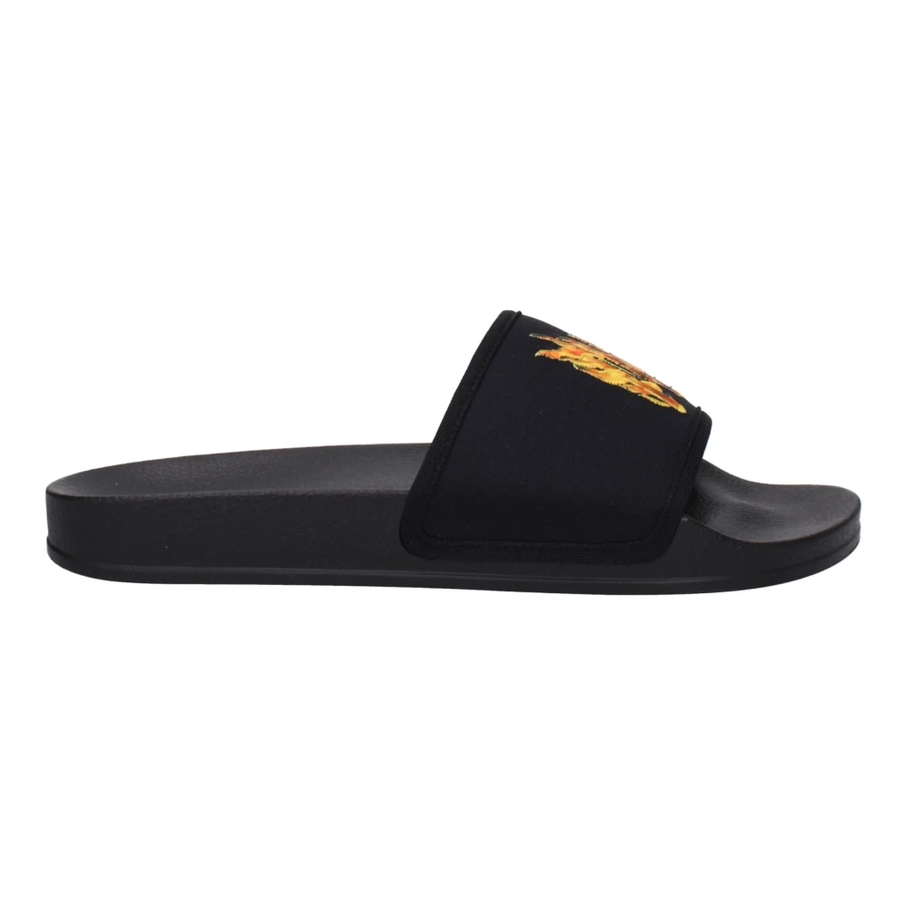 Palm Angels Men's Black Sliders, 6 Uk, Fabric Slippers Sandals