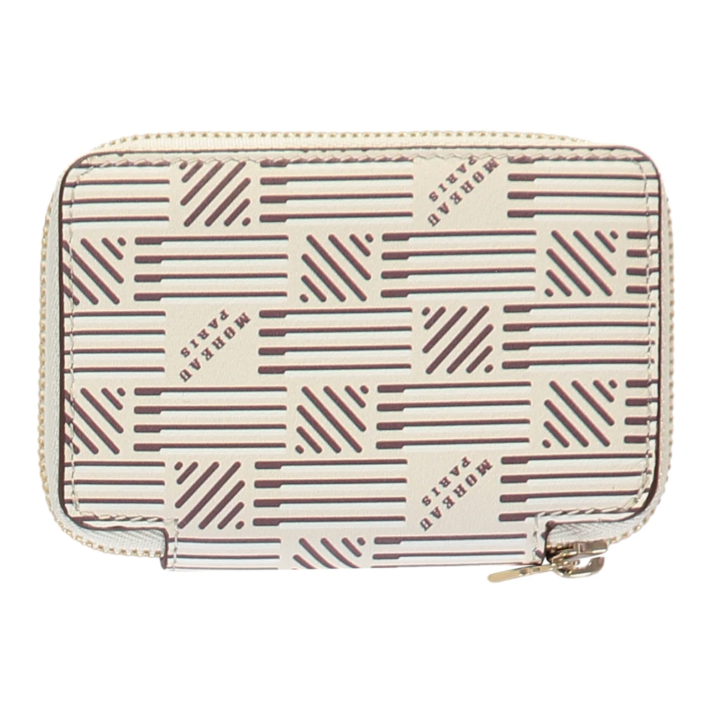 Moreau Paris Korrelig leren ritsportemonnee met logo Beige Dames