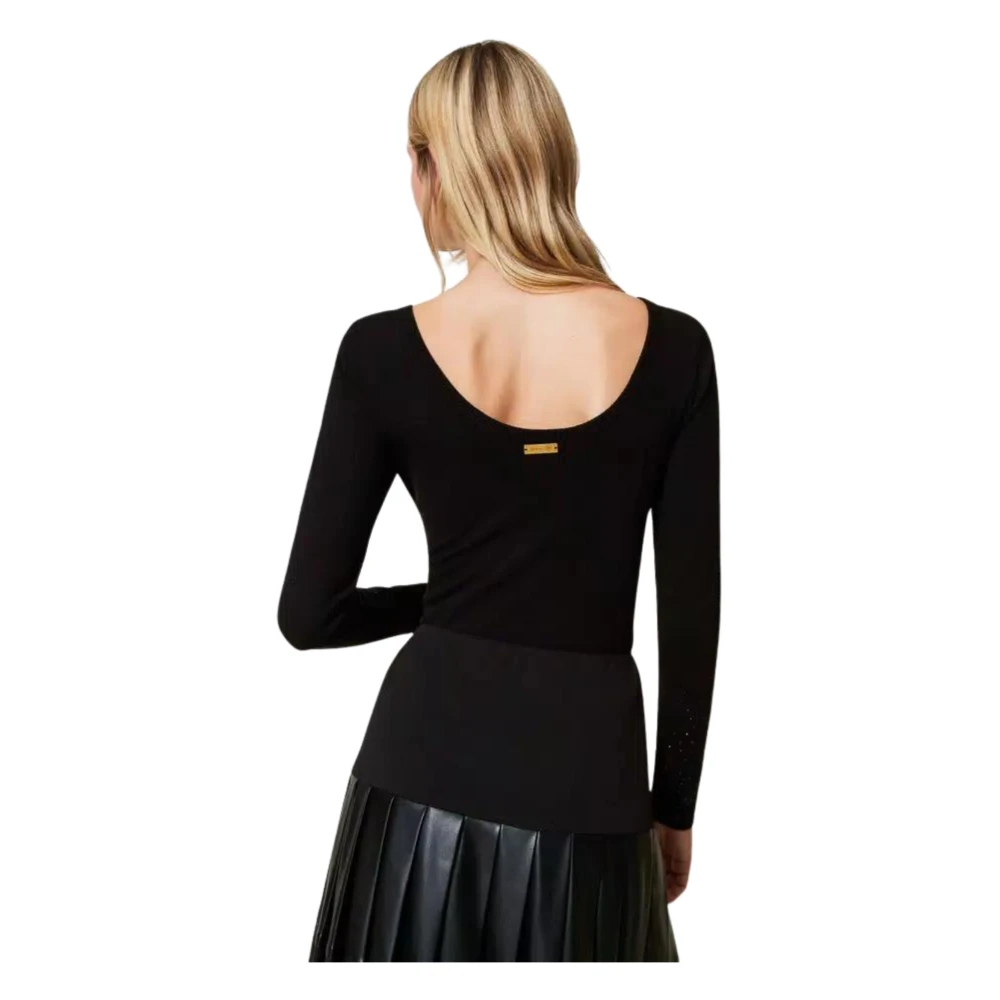Twinset Zwarte Truien met Strass Black Dames