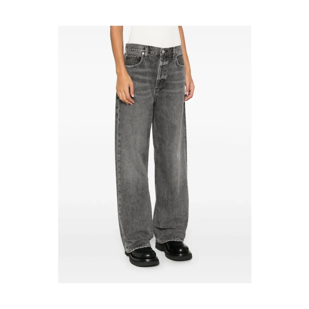 Agolde Donkergrijze Wide Leg Denim Jeans Gray Dames