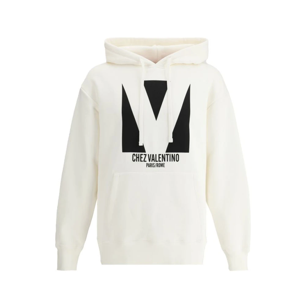 Valentino Monogram Hoodie Katoen Kangoeroezak White Heren