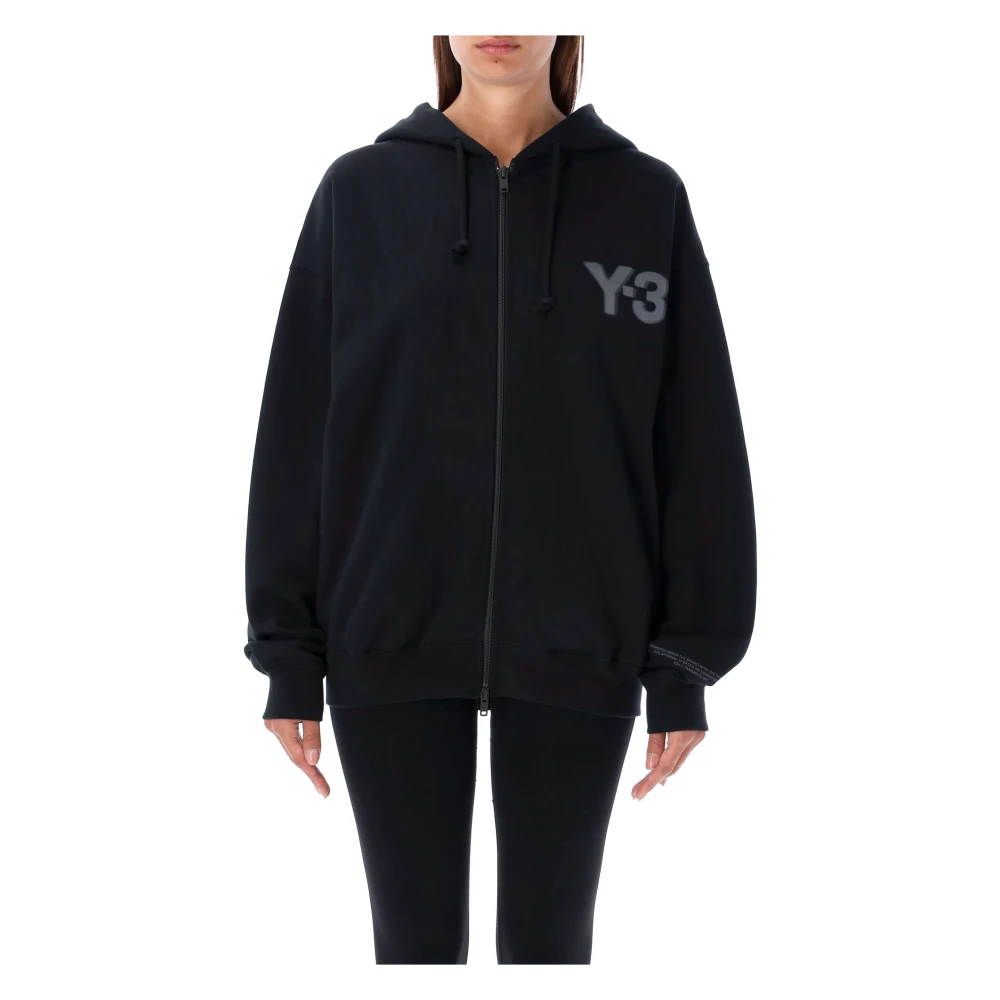 Y-3 Zwart Logo Rits Hoodie Gebreide Kleding Black Dames