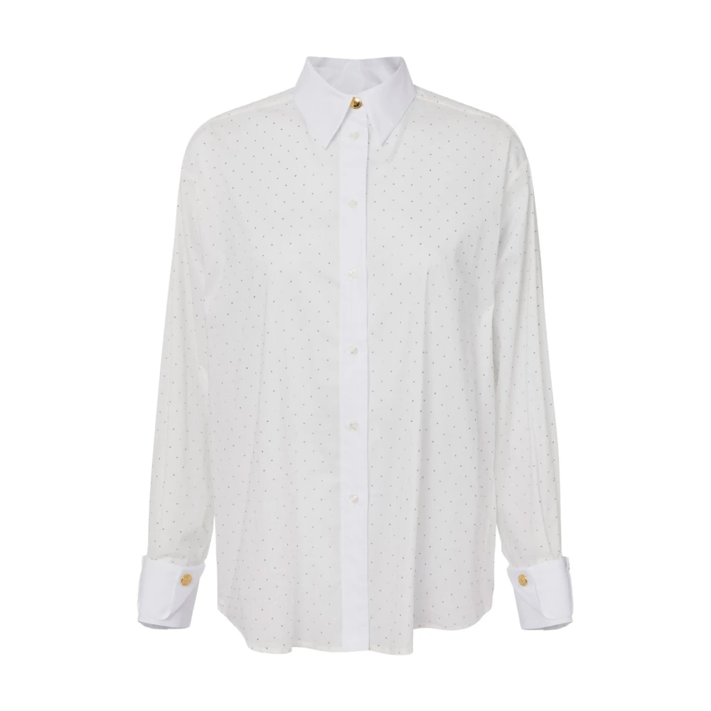 Elisabetta Franchi Strass Knoop Wit Overhemd White Dames