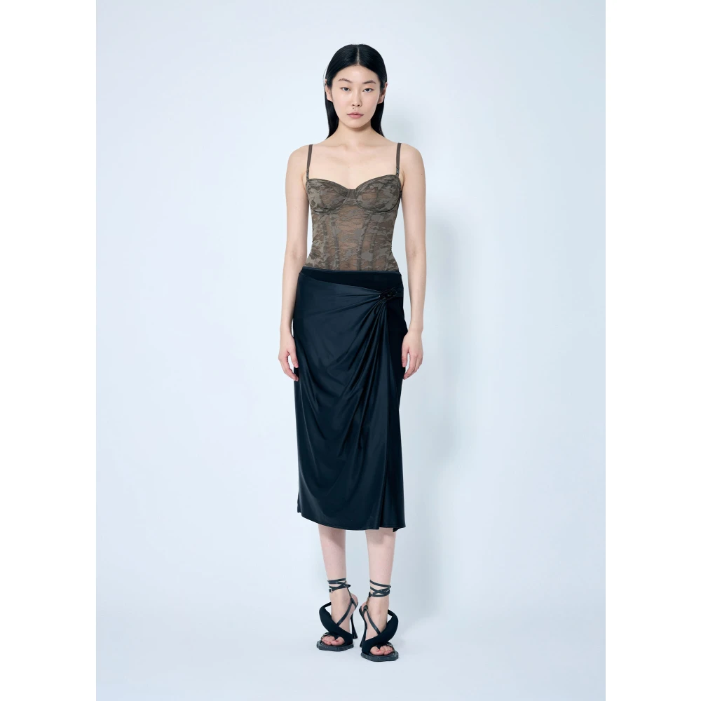 Diesel Chintz Finish Gedrapeerde Midi Rok Black Dames