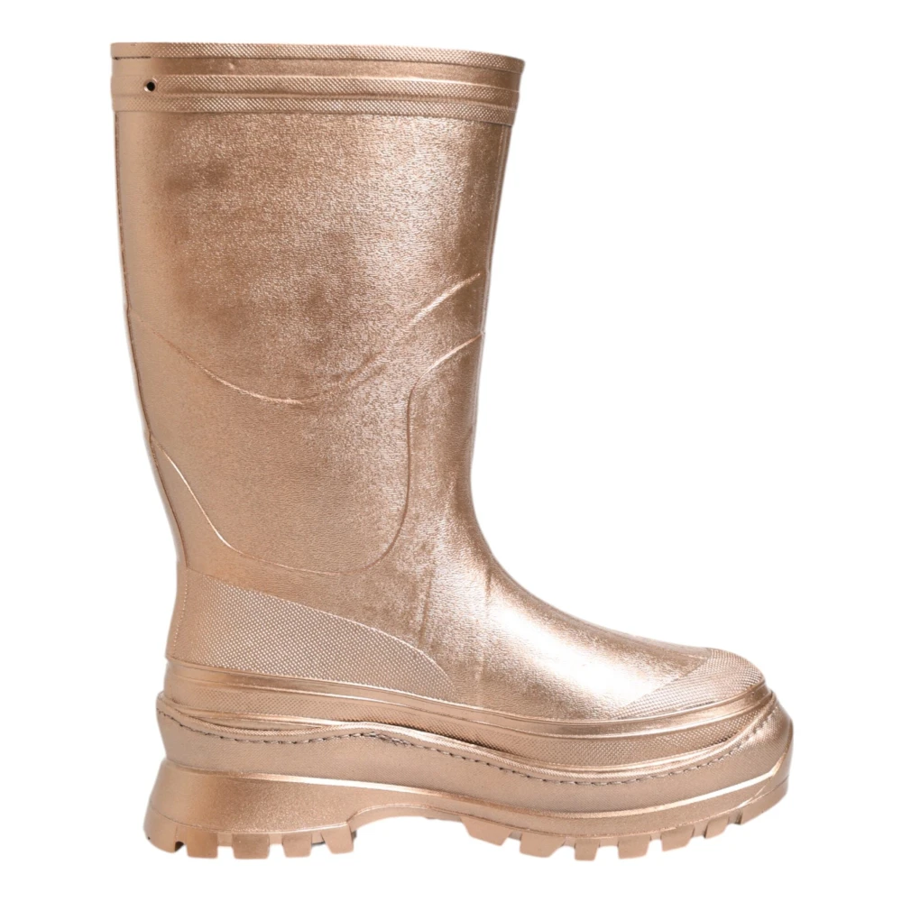 Dolce & Gabbana Women's Pink Wellies, 8 Uk, Rose Gold Rubber Pull-On Rain Boots
