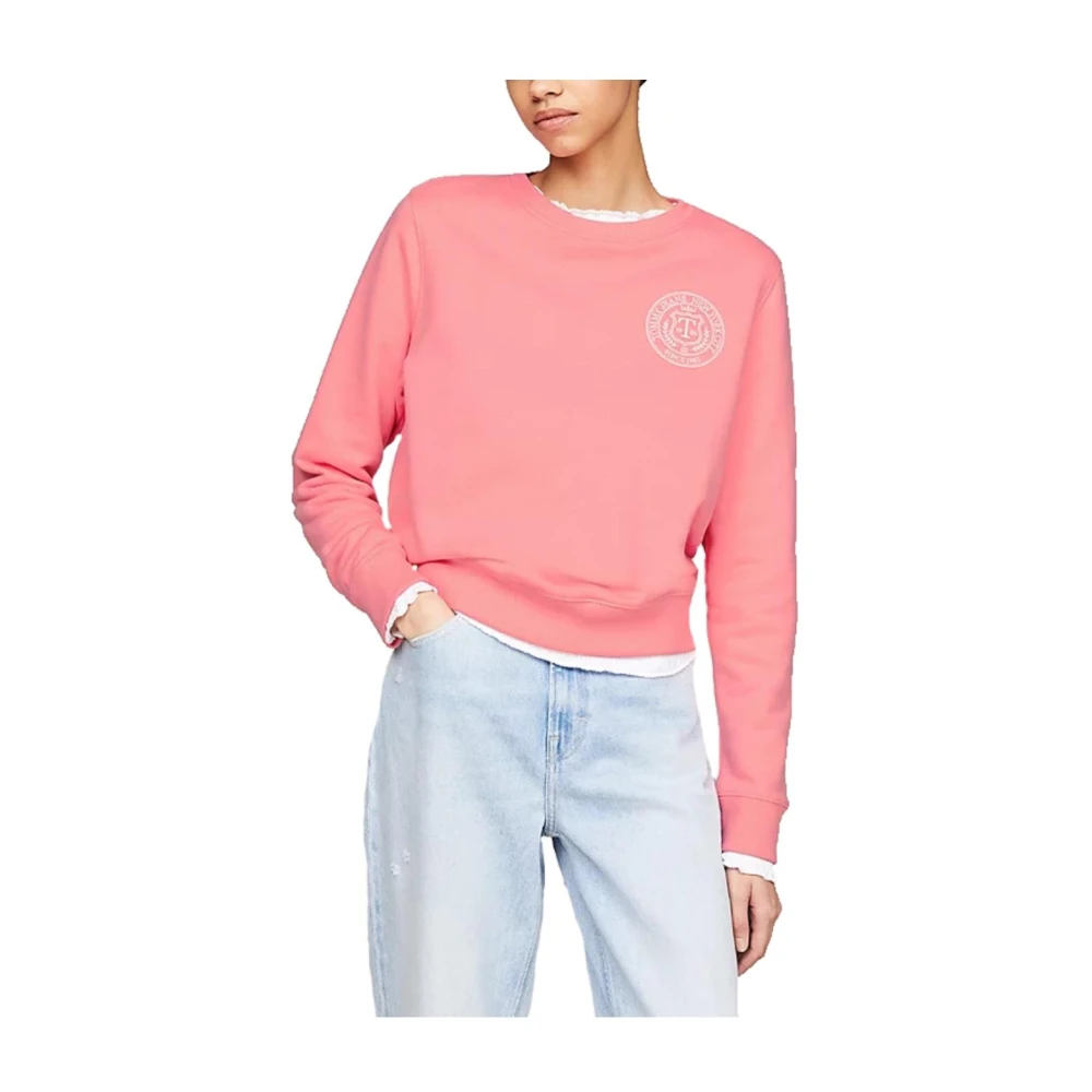 Tommy Hilfiger Luxe Reg Prep Sweatshirt met authentieke print Pink Dames