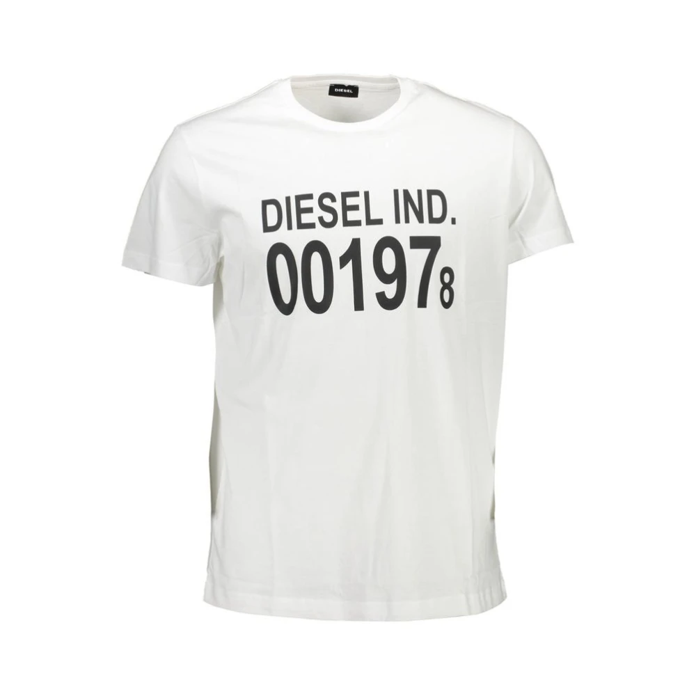 Diesel Men's White T-Shirts, Xl, Cotton T-Shirt With Striking Print