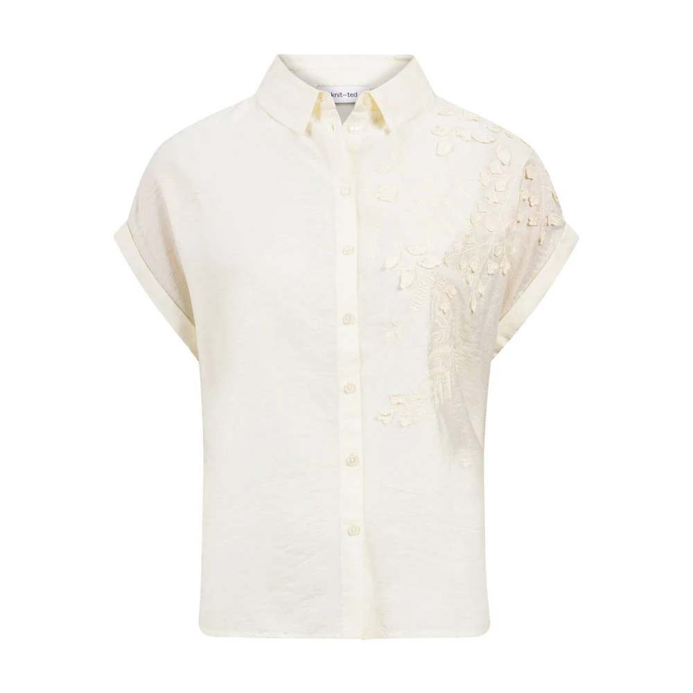 Knit-ted Mouwloze Blouse Billy Beige Dames