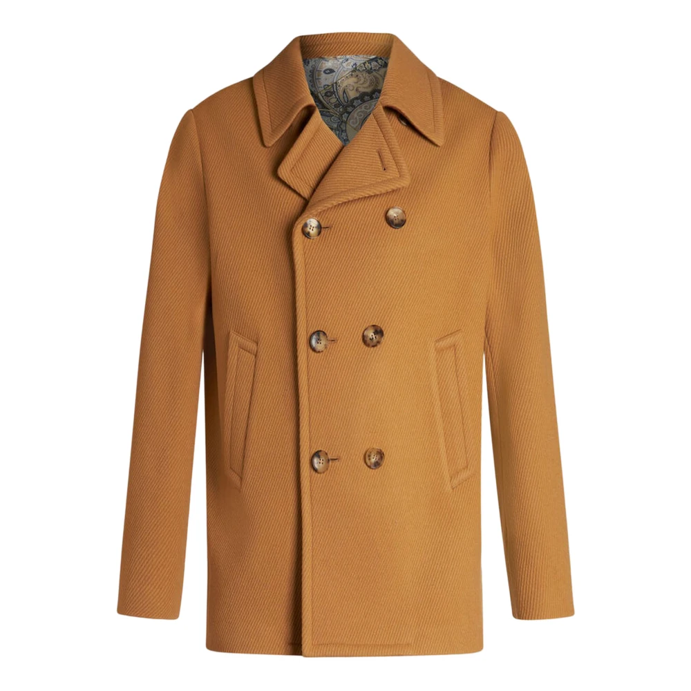 ETRO Paisley Peacoat Kameel Brown Heren