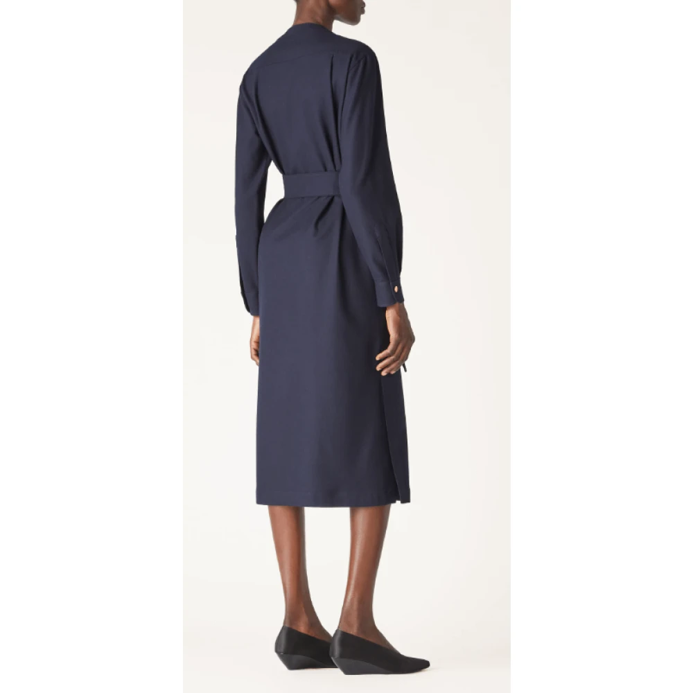 Loro Piana Blauwe Wollen Jurk met Ronde Hals Blue Dames