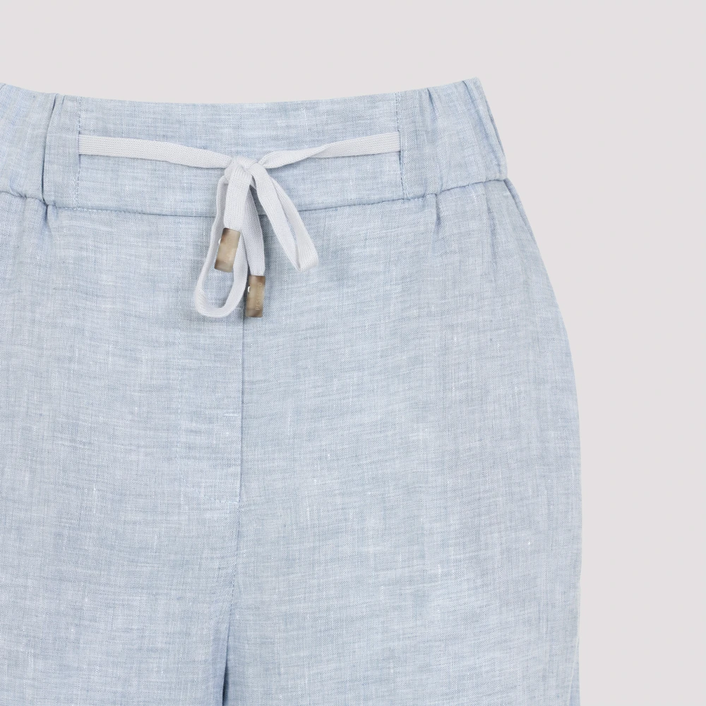 PESERICO Wijde linnen broek in blauw Blue Dames