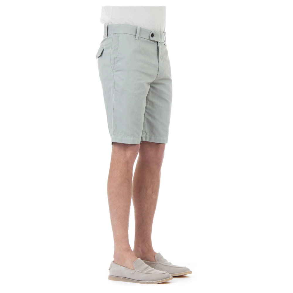 Eleventy Groene Katoen-Linnen Bermuda Shorts Green Heren