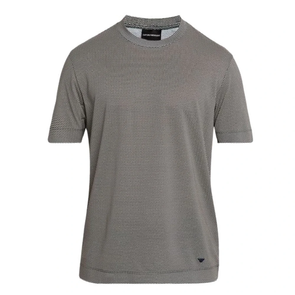 Emporio Armani Men's Gray T-Shirts, S, Jacquard Jersey T-Shirt