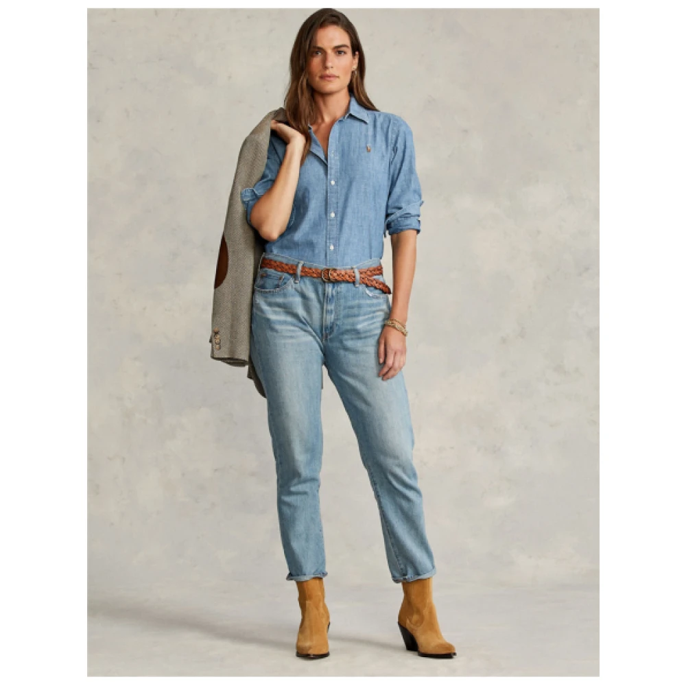 Polo Ralph Lauren Georgia Chambray Overhemd met Geborduurd Logo Blue Dames