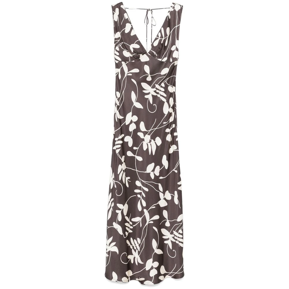 Faithfull the Brand Koffiebruine Knoopstrik Jurk Gray Dames