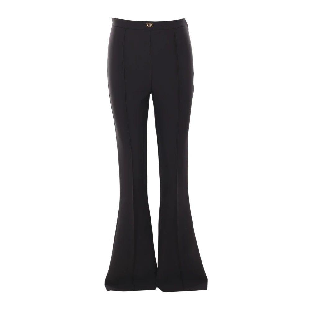 Elisabetta Franchi Hoge Taille Flare Broek Zwart Black Dames