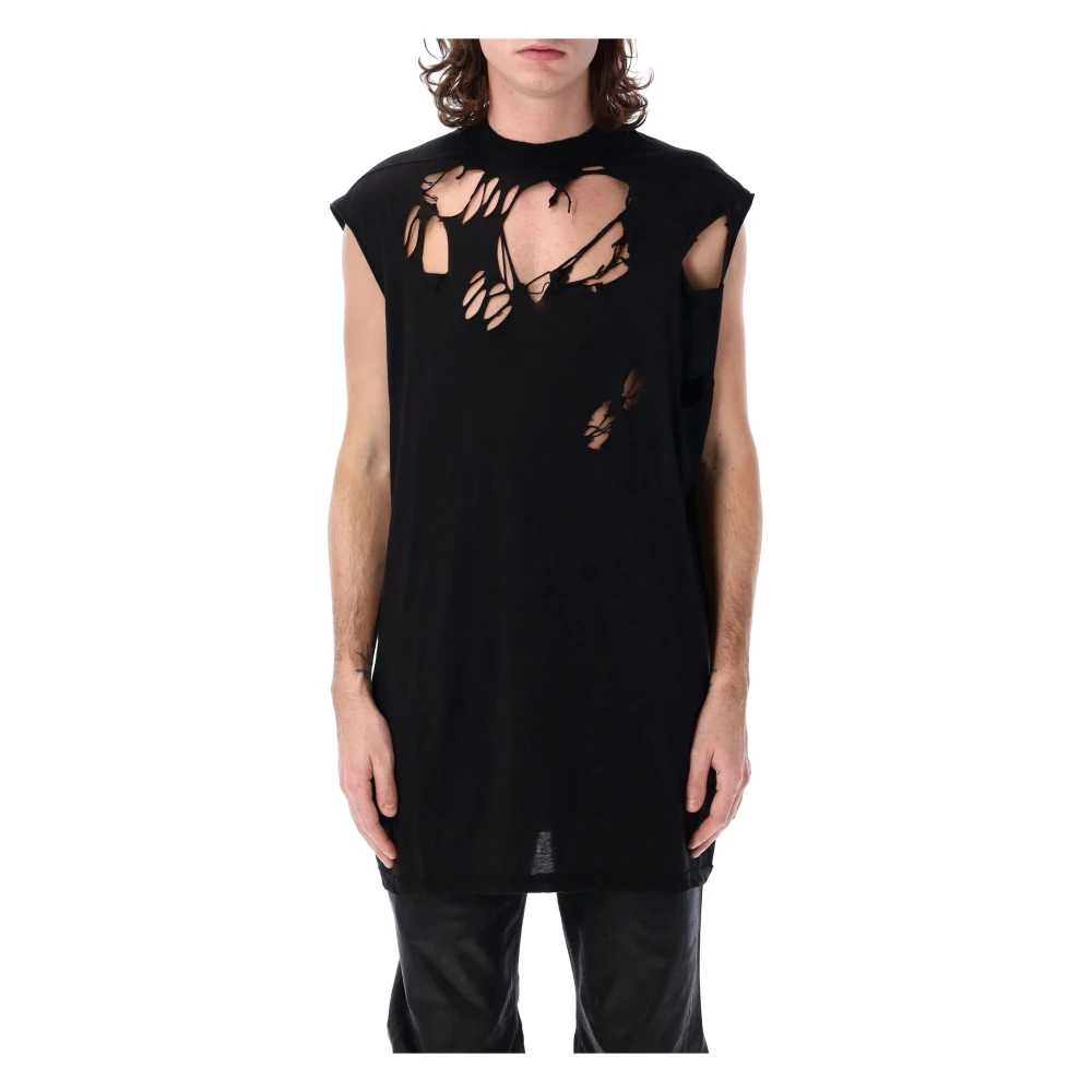 Rick Owens Zwart Katoenen Tarp T Mouwloze Top Black Heren