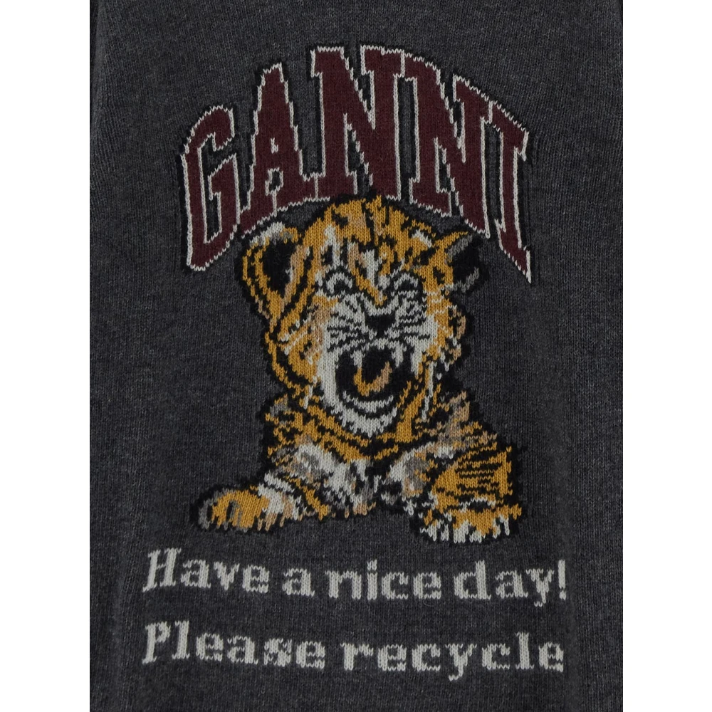 Ganni Grijze Wollen Dames Sweatshirt Gray Dames