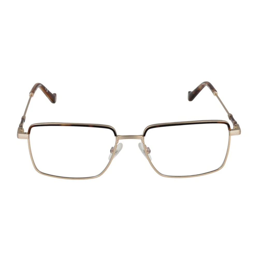 Hackett Gouden Metalen Rechthoek Blauwfilter Optische Monturen Yellow Heren