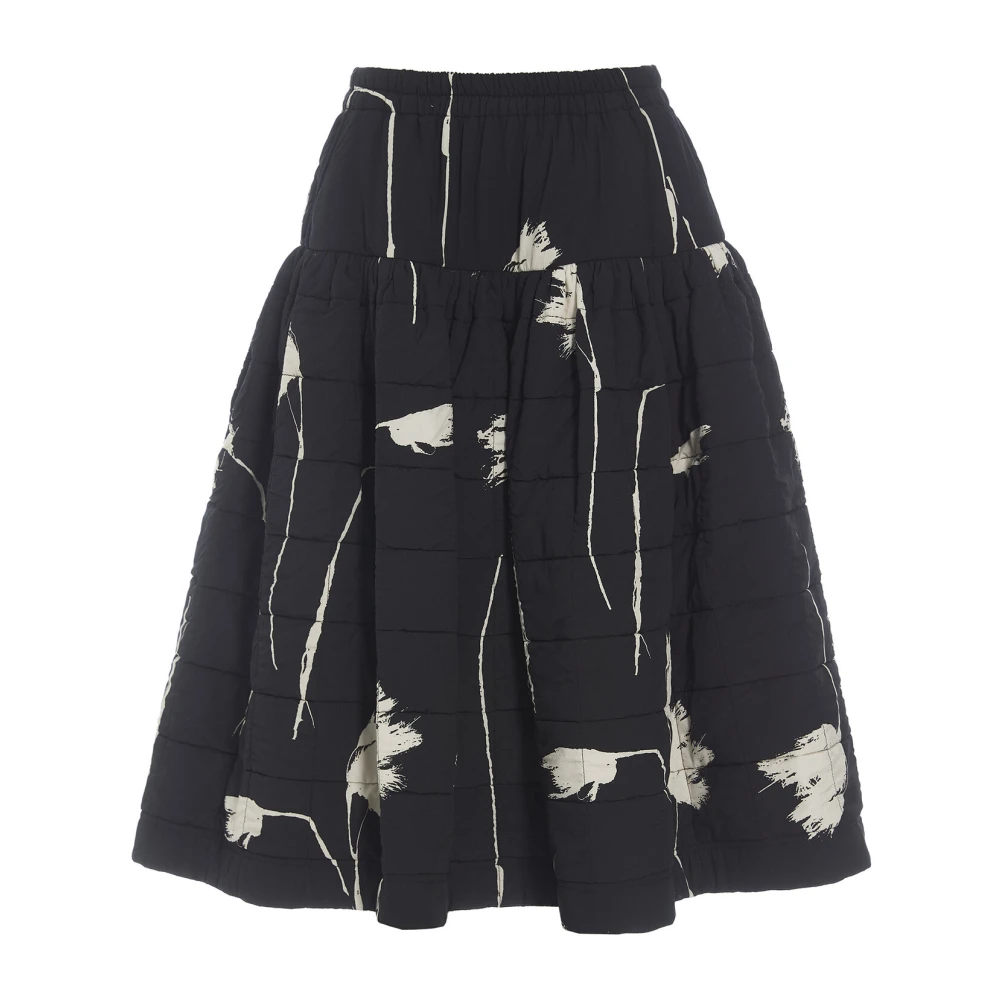 Bitte Kai Rand Gewatteerde Rok met Veerbloemenprint Black Dames