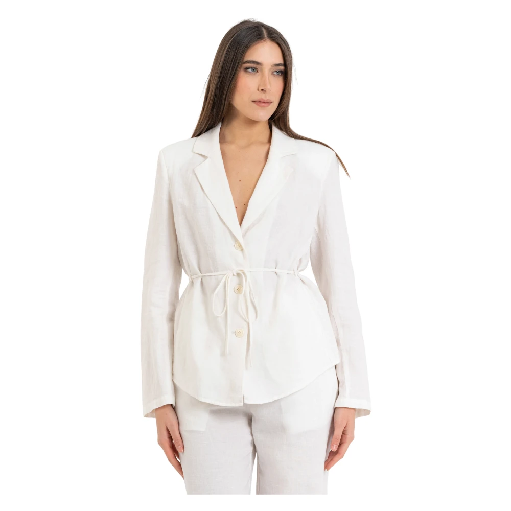 Kocca White Blazers, Female, Xs, Tailored Blazer With Belt