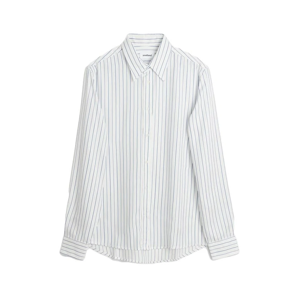 Soulland Navy Pinstripes Overhemd White Heren
