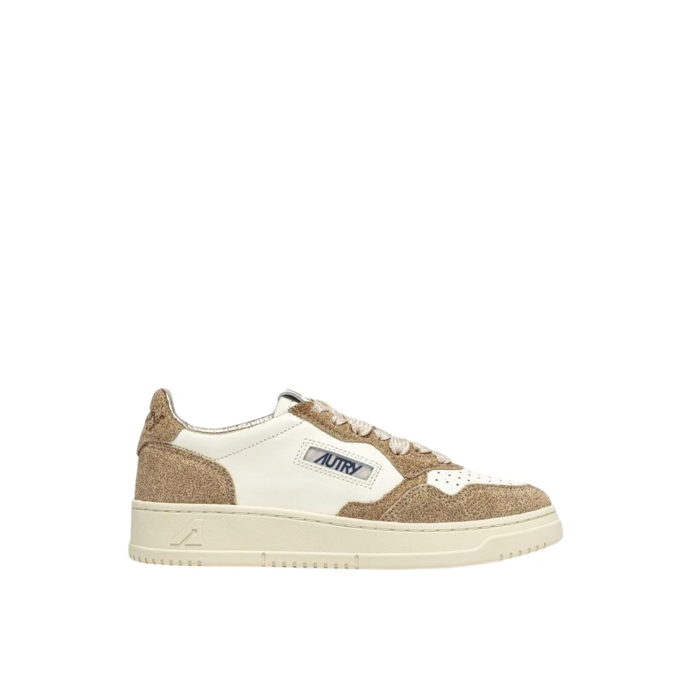 Autry Witte en Taupe Glitter Sneaker Dames Schoenen Beige