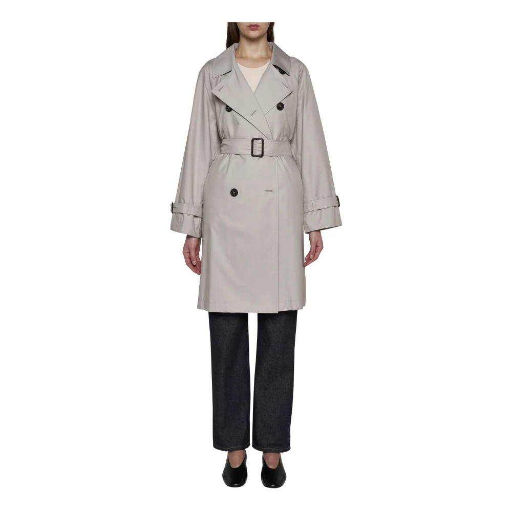 Max Mara Ecru Dubbelrijige Trenchcoat Beige Dames