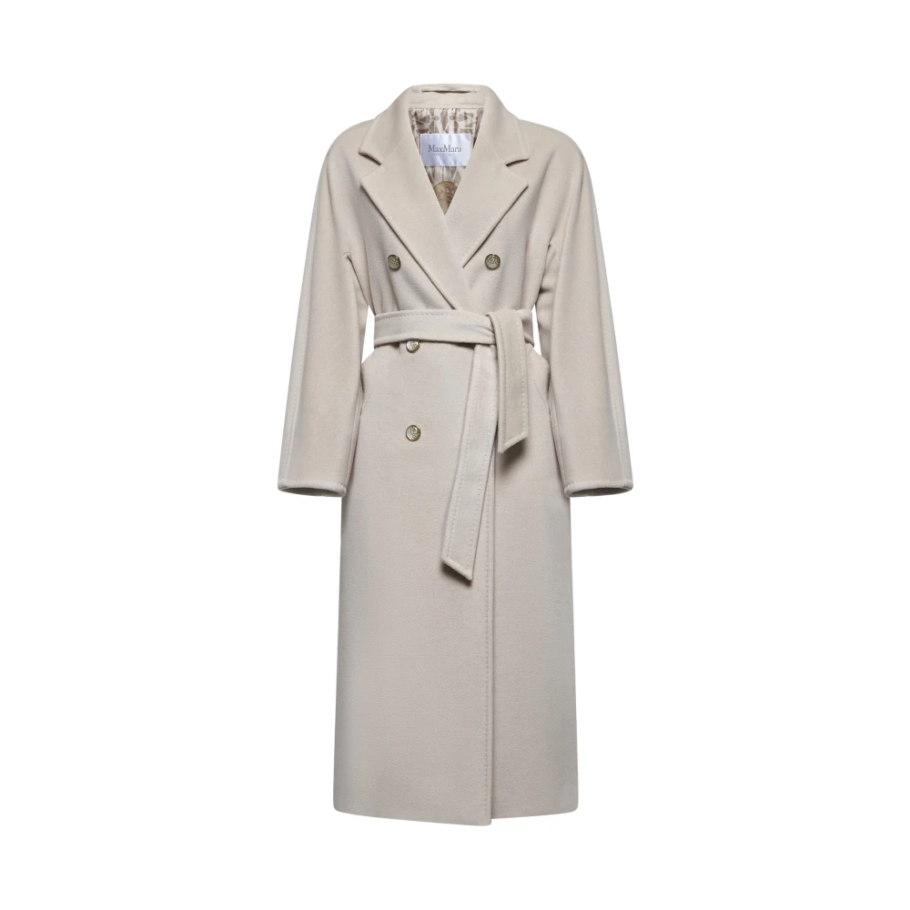 Max Mara Beige Wol Kasjmier Jas met Juweelknopen Beige Dames