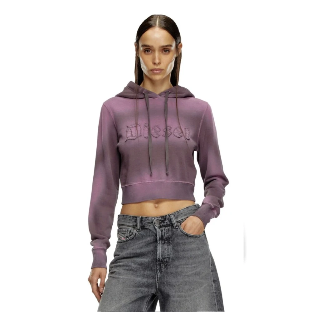 Diesel Hooded Sweatshirt met Gedrukt Logo Purple Dames