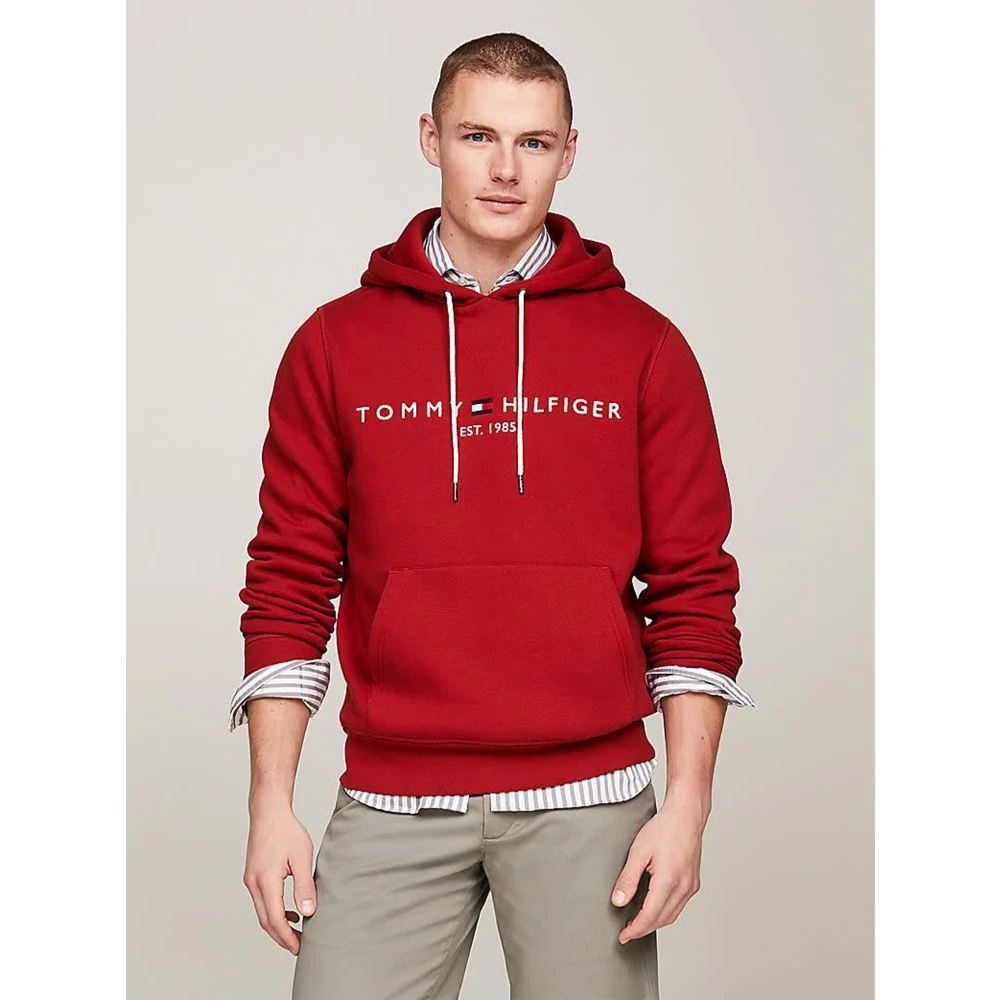 Tommy Hilfiger Donkere Magma Logo Hoodie Red Heren