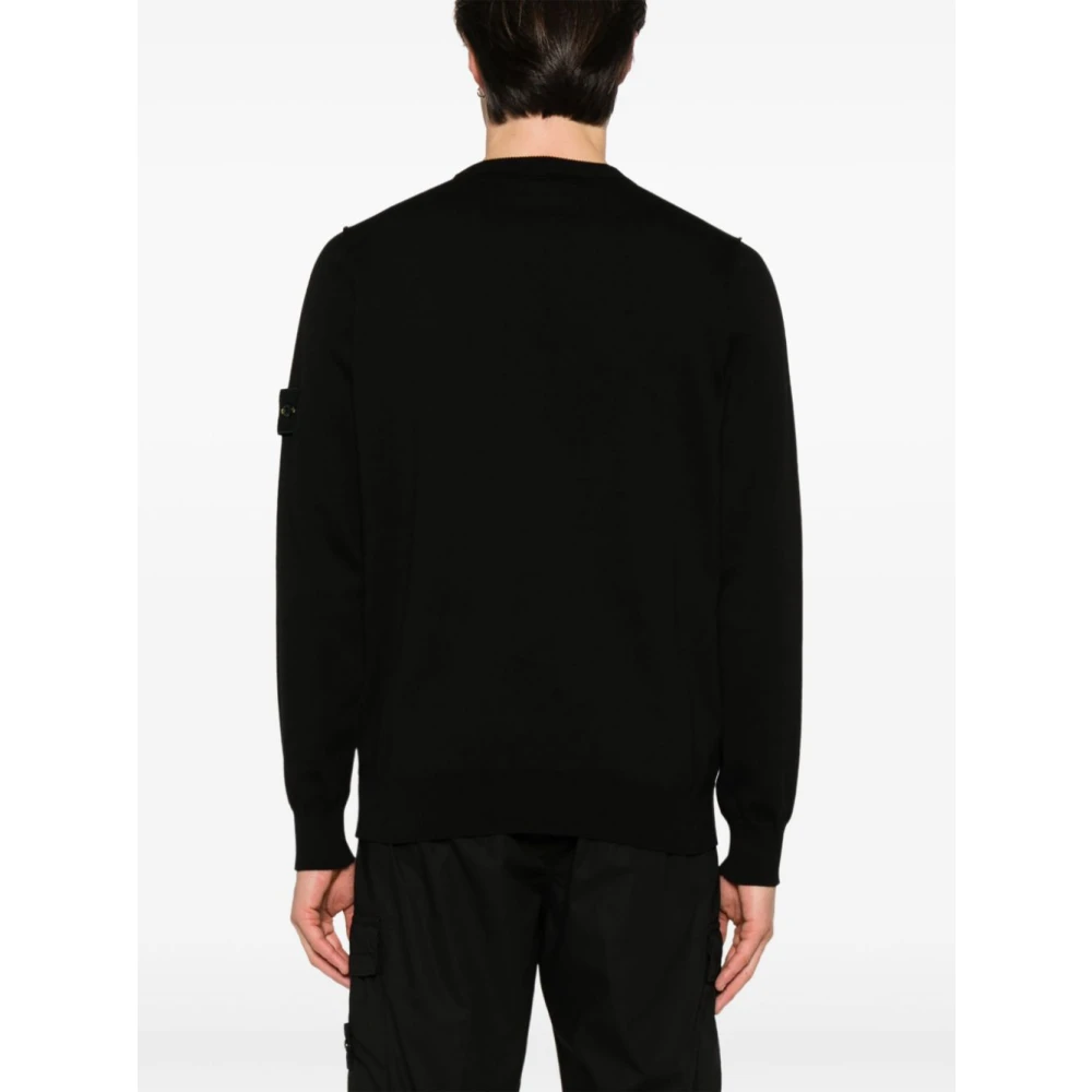 Stone Island Zwarte Katoenen Gebreide Trui Black Heren