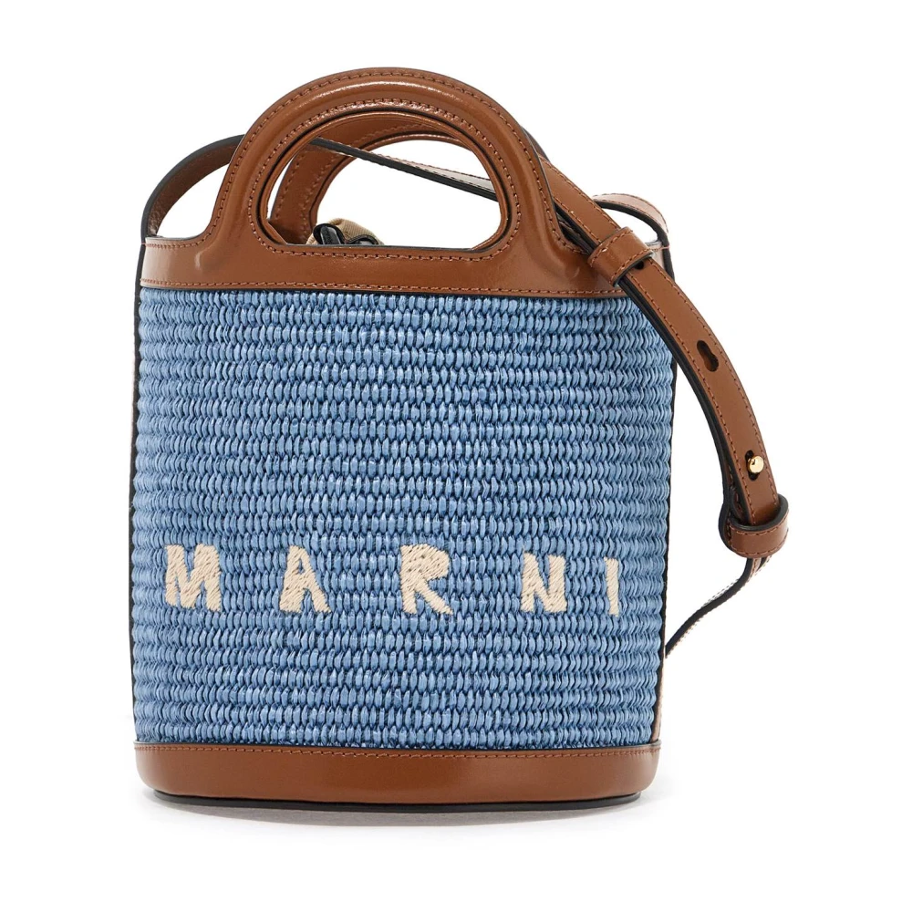 Marni Tropicalia emmer tas met leren afwerking Blue Dames