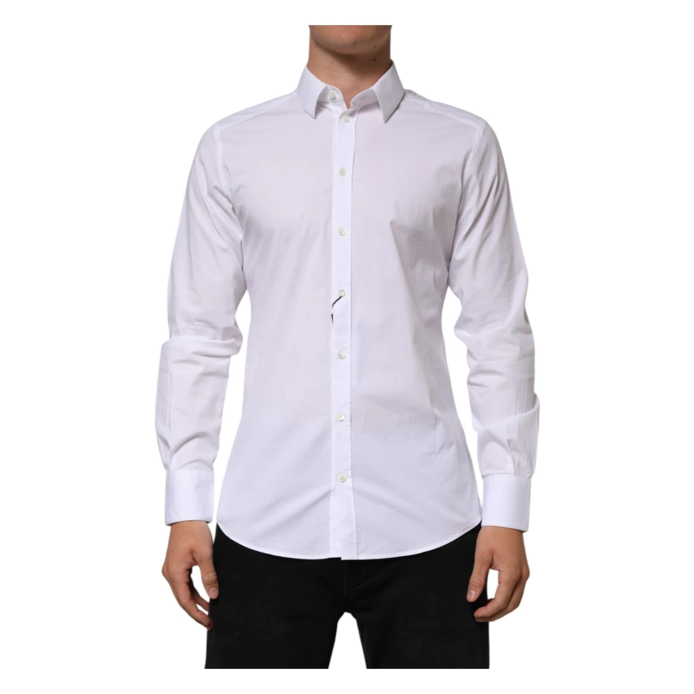 Dolce & Gabbana White Cotton GOLD Long Sleeves Formal Men Shirt - IT41 | L - Image 2