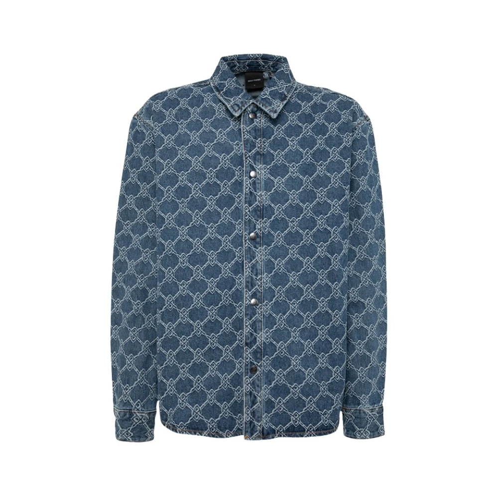 Daily Paper Denim Logo Overhemd Losse Pasvorm Blue Heren