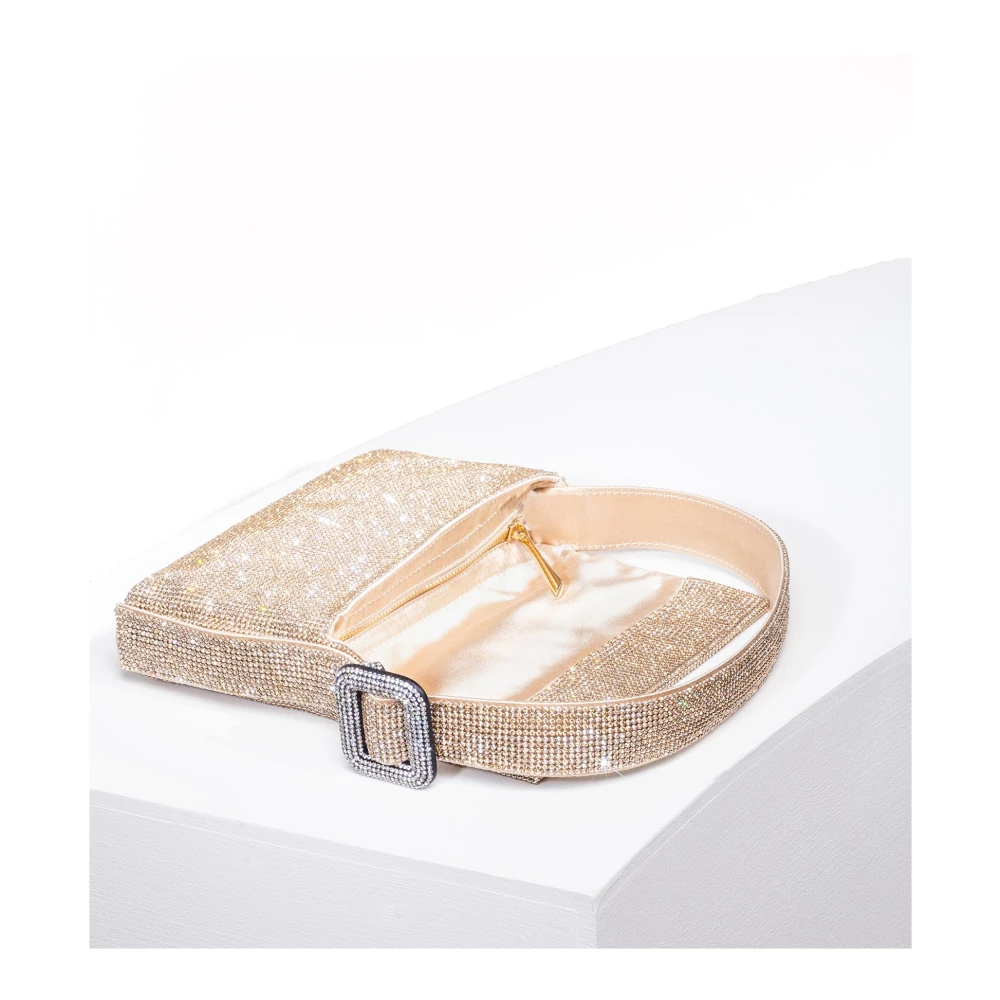 Benedetta Bruzziches Kristalversierde Mesh Tas in Zand Beige Dames