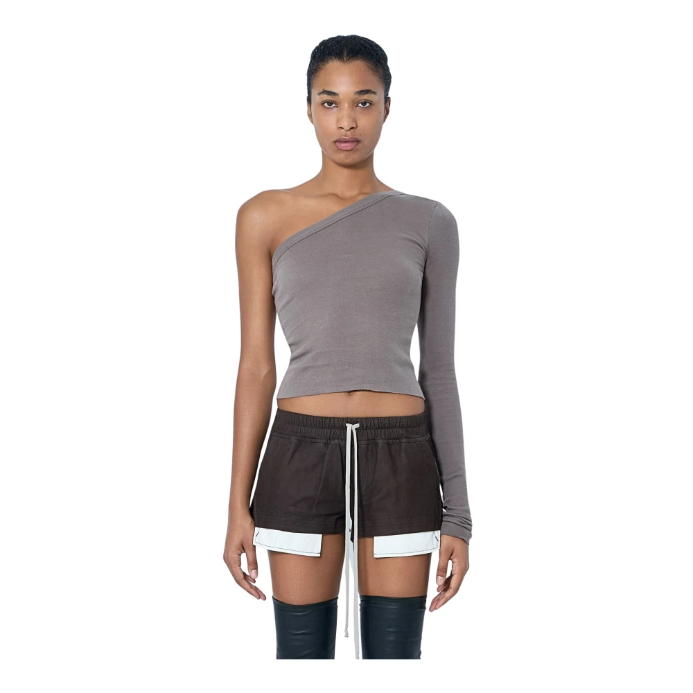 Rick Owens Asymmetric Long-Sleeve Top - Woman Tops Grey It - 38 - Immagine 2