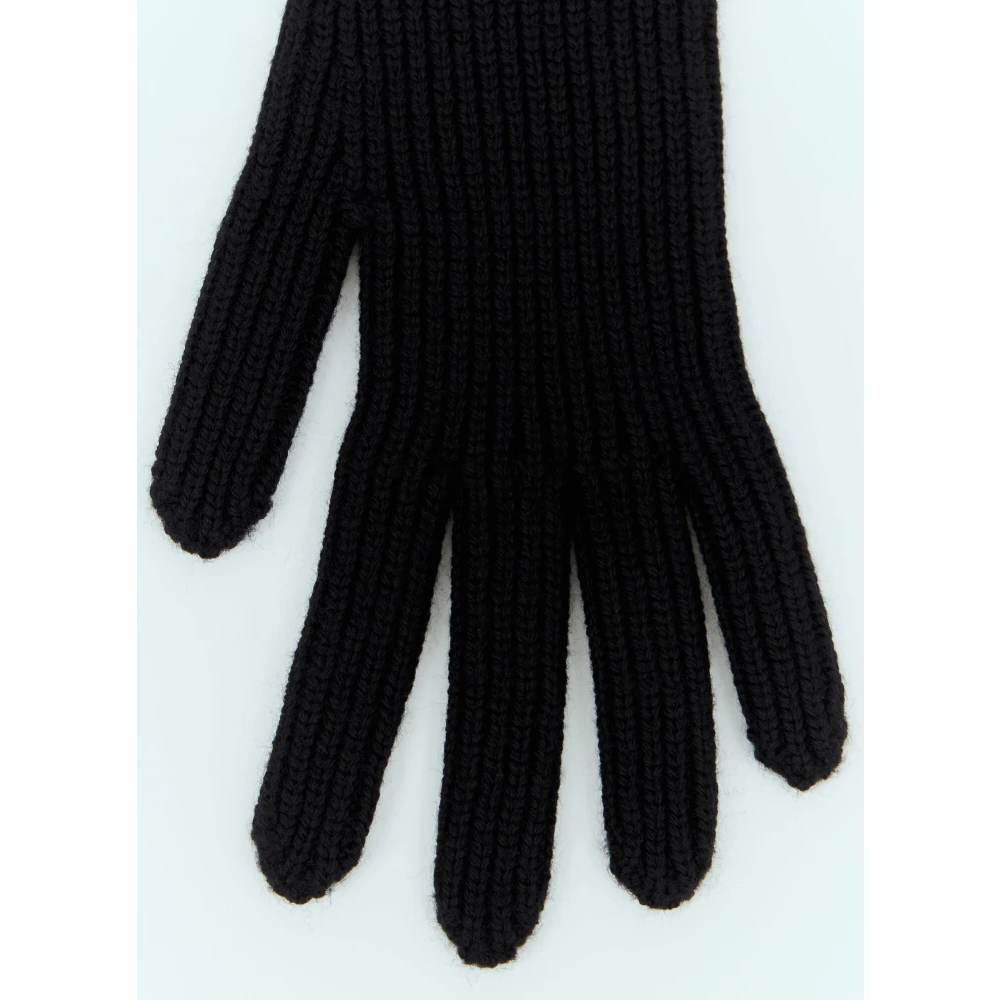Moncler Wollen Gebreide Handschoenen Logo Patch Black Dames