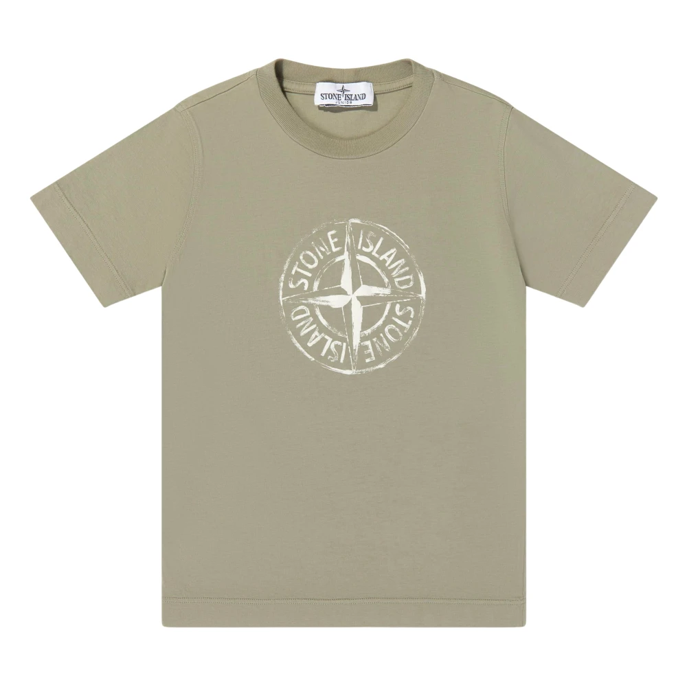 Stone Island , Kids Short Sleeve T-Shirts, Unisex, Green, 8 Y, Boys Cotton Compass Print T-Shirt In Green
