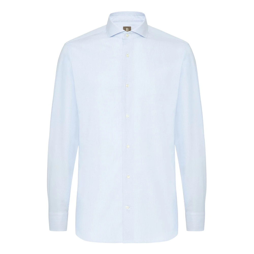 Boggi Milano Slim Fit Katoenen Dobby Overhemd Blue Heren