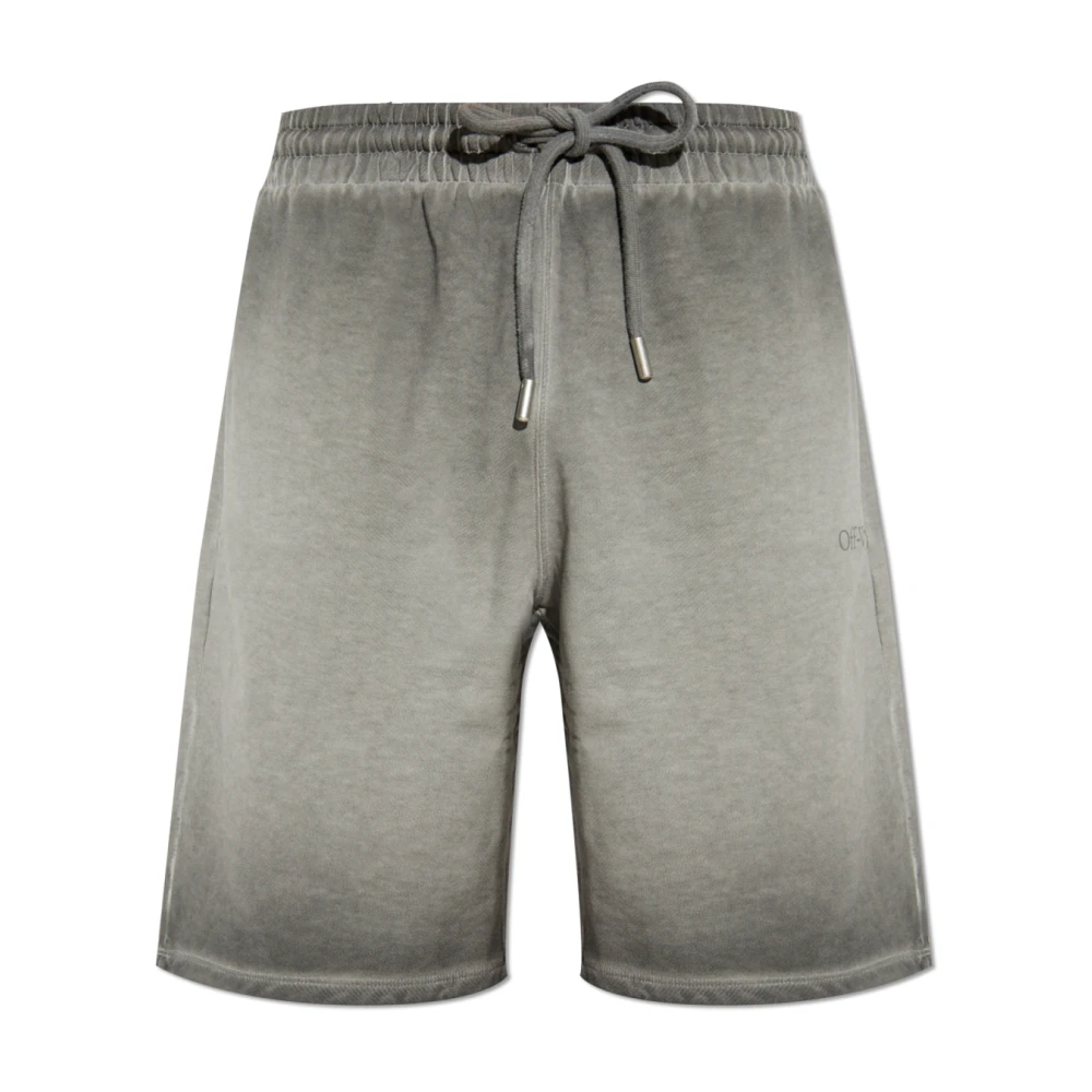 Off White Gray Logo Shorts - Male - Casual Shorts - M - Shorts