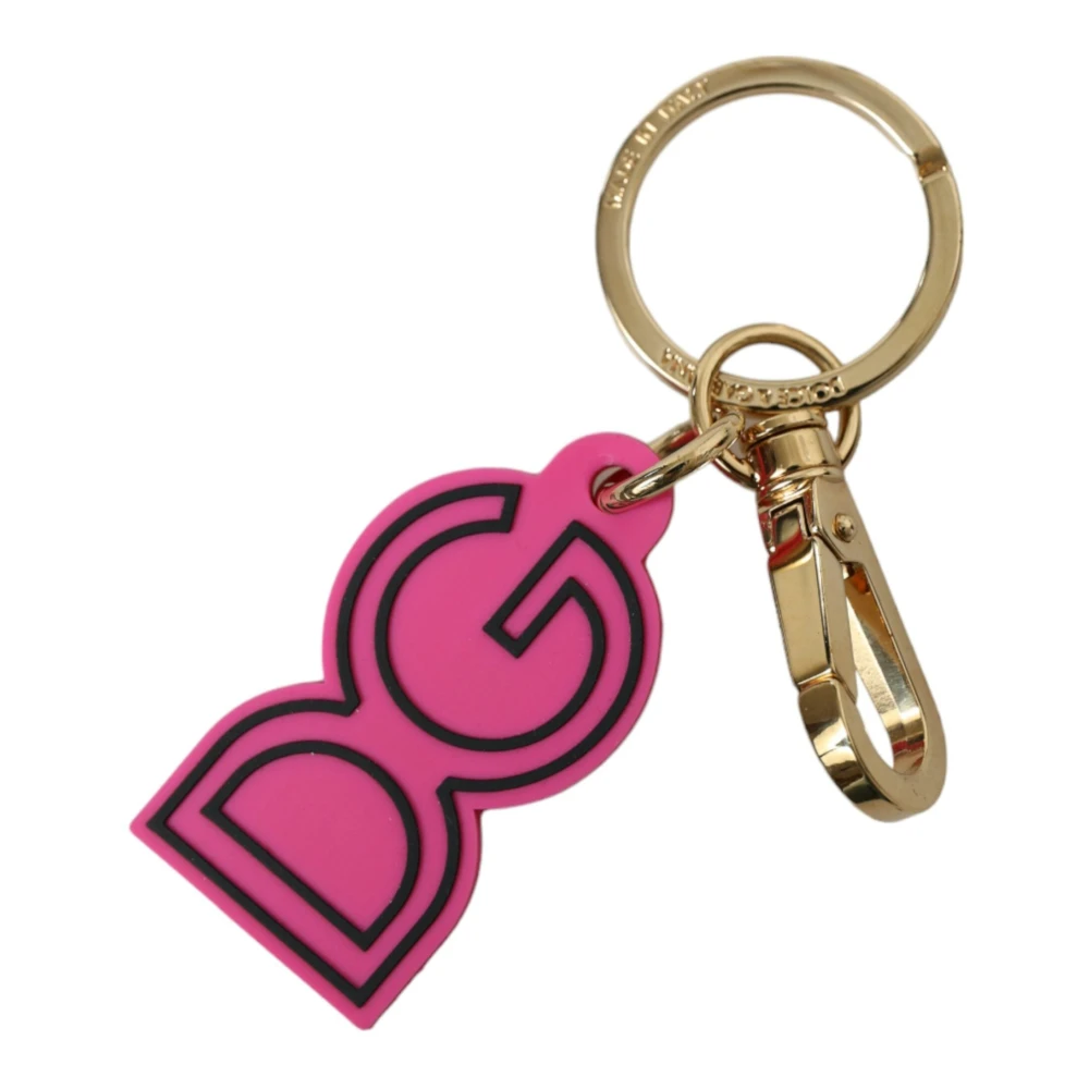Dolce & Gabbana Elegant Goud Roze Logo Sleutelhanger Pink Dames